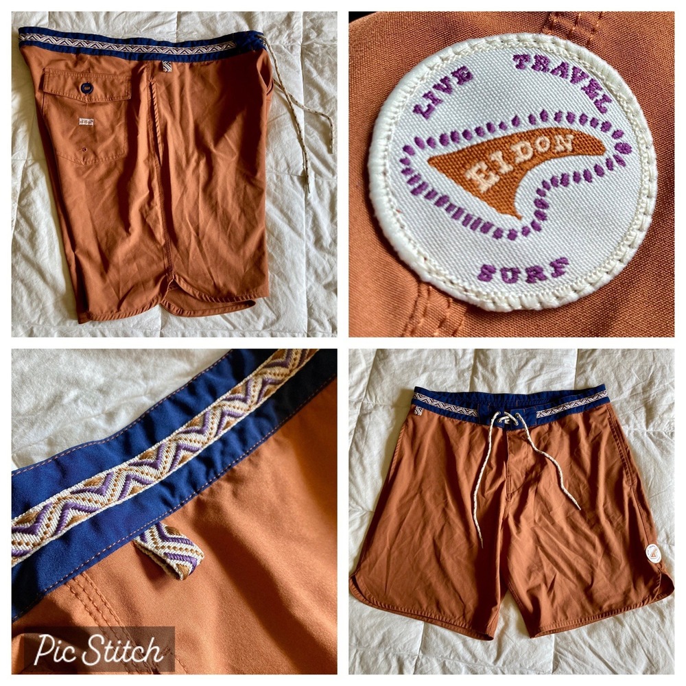 Eidon Men's 36 Mix Tape Swim Surf Board Shorts Nutshell Brown Southwest Accent